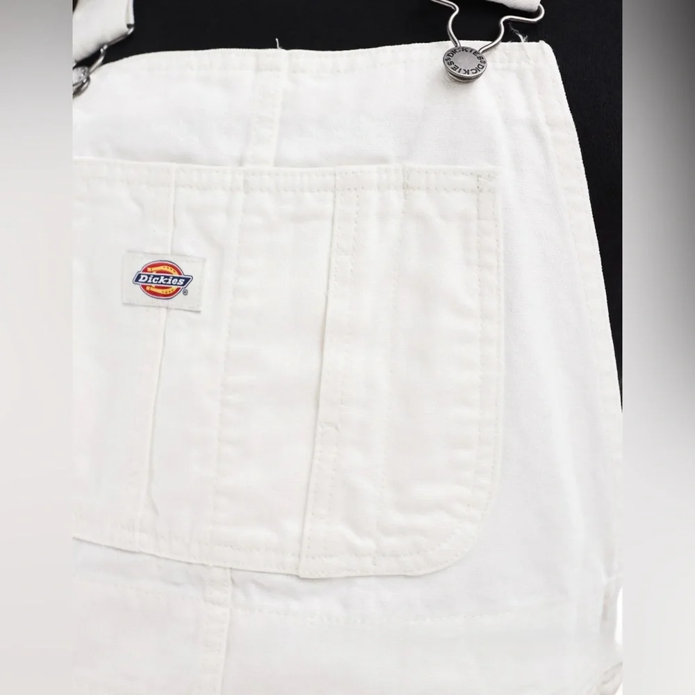Dickies Duck canvas short bib overalls in stonewash cream Size X-Small NWOT - Picture 7 of 11